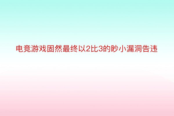 电竞游戏固然最终以2比3的眇小漏洞告违