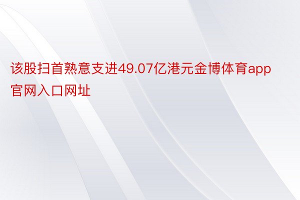该股扫首熟意支进49.07亿港元金博体育app官网入口网址