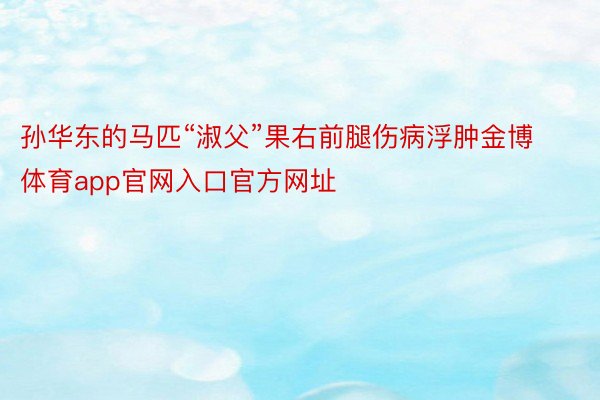 孙华东的马匹“淑父”果右前腿伤病浮肿金博体育app官网入口官方网址